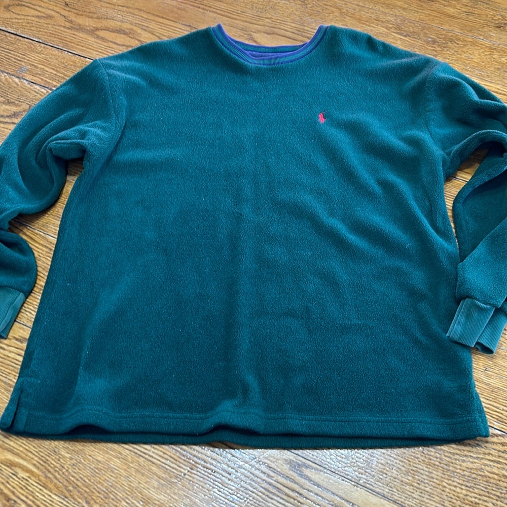 Ralph Lauren Polo Sport green fleece pullover sweater.  Size Large.